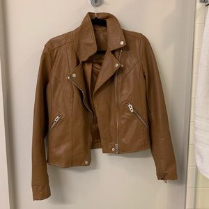 Brown faux leather top shop jacket
